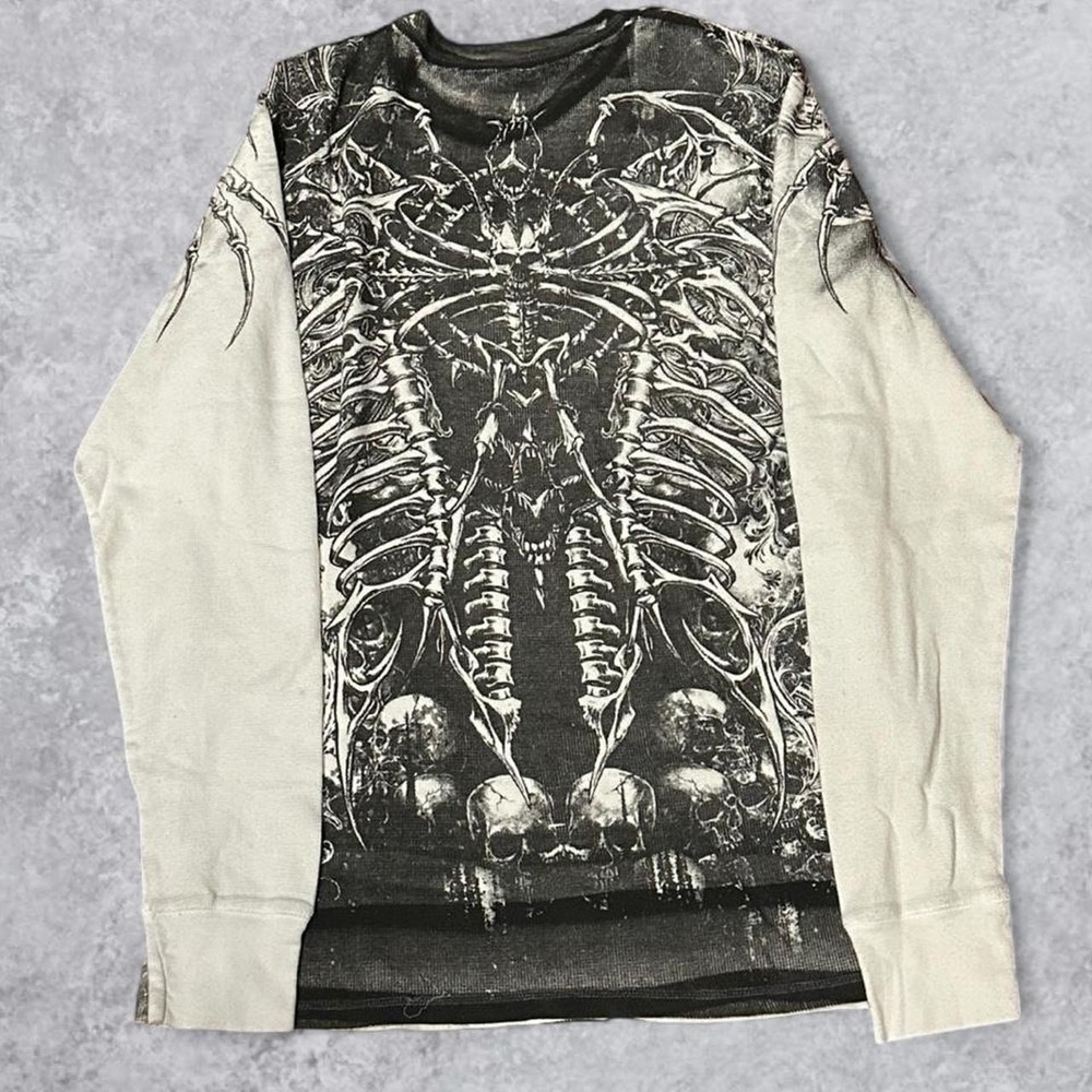 Y2K Grunge Affliction Style Xtreme Couture AOP Long Sleeve Shirt - Size XL! - Picture 6 of 6